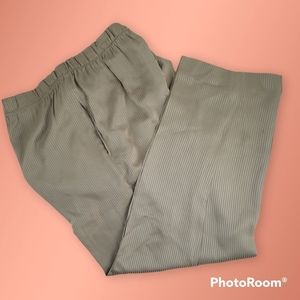 H Look Women's 100% Silk Pants Beige Brown Vertical Stripes 30"X24" Size Small